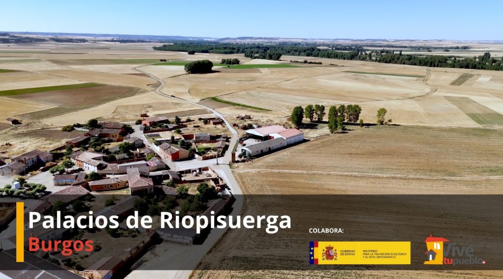 Vista aérea del pueblo de Palacios de Riopisuerga en Burgos